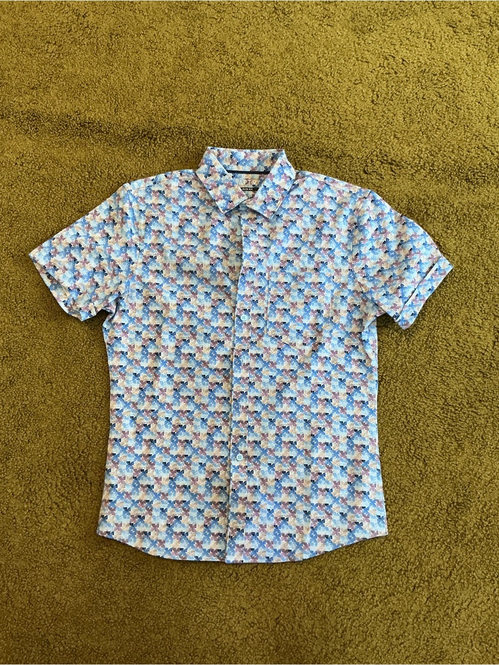 Apt. 9 Short-Sleeve Button-Down Floral Print Shirt - Blue Multi